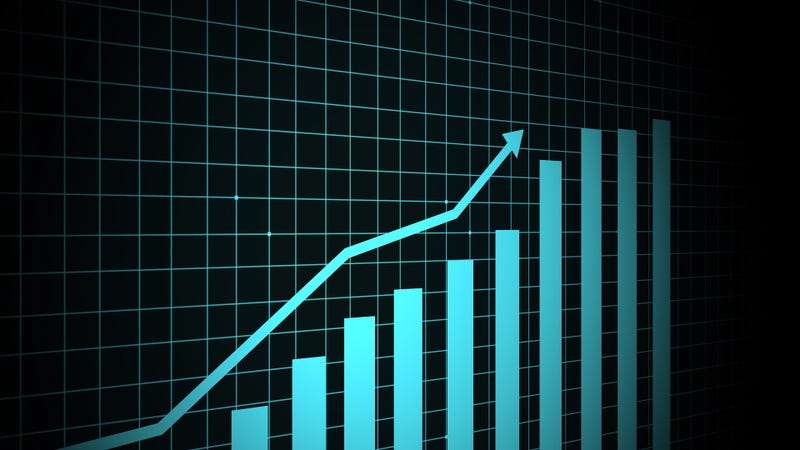 Business graph showing 3-D arrow growth -stock illustration