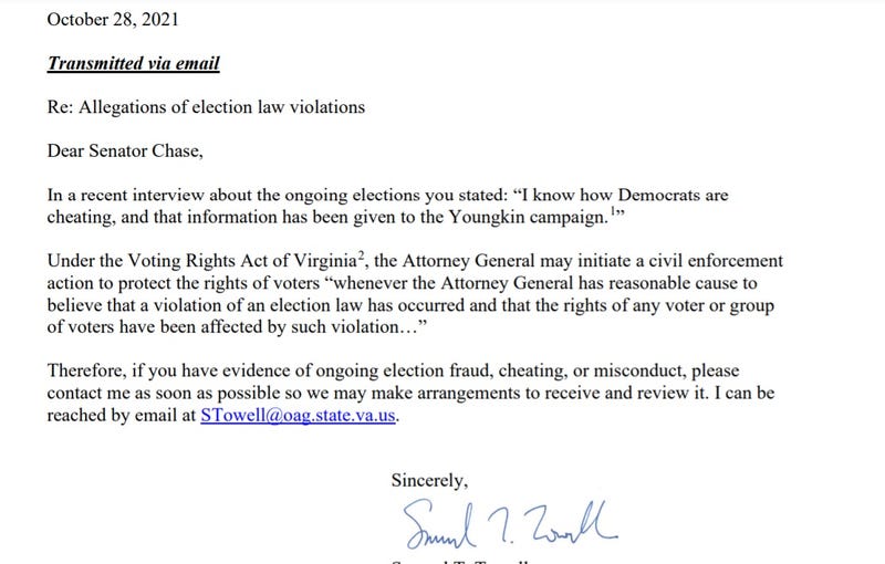 AG Letter to Sen. Amanda Chase