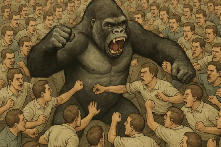 Could 100 'average men' defeat a silverback gorilla?