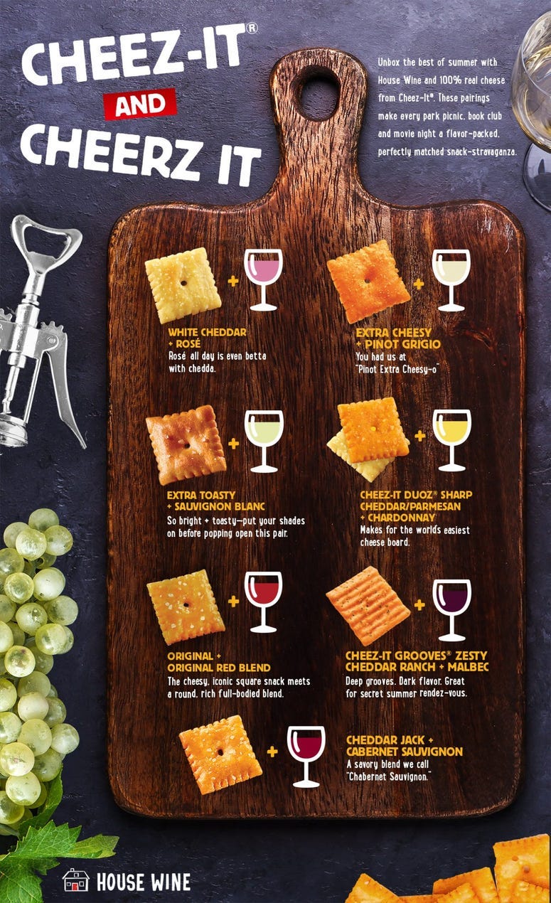 Cheez-It, Wine, Pairings