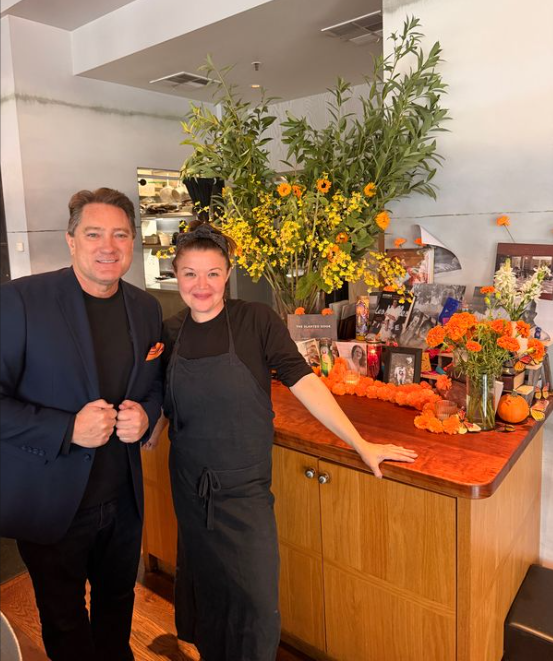 Liam Mayclem with Chef Kim Alter at Nightbird.