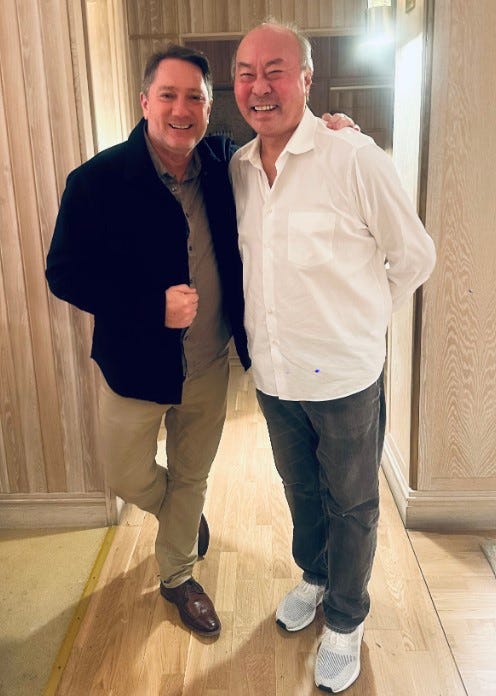 Liam Mayclem with China Live’s Owner and Chef George Chen