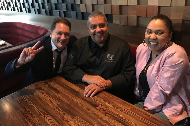 Liam with Chef Michael Minna, Ayesha Curry of 'International Smoke'