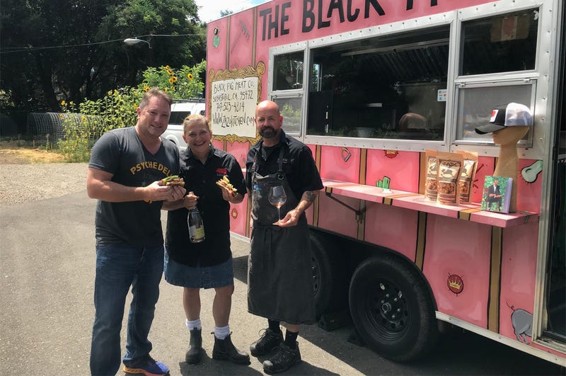 Liam with Chefs John Stewart & Duskie Estes of "The Black Piglet" food truck