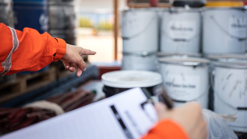 Safety audit at a chemical storage area