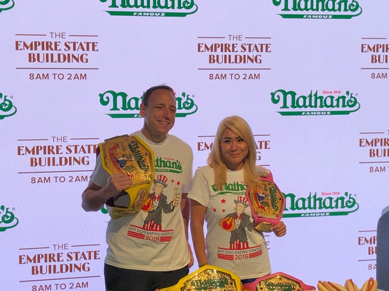 Joey Chestnut and Miki Sudo