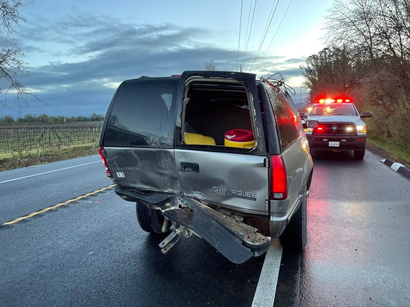 Three adults and a baby were taken to the hospital after a car accident involving a Sonoma County Transit bus and two vehicles on Friday morning.