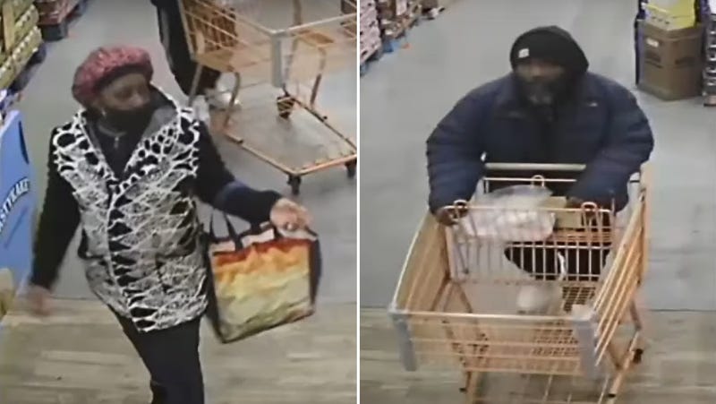 Right: A man who is suspected of shooting a Save A Lot manager stemming from an argument apparently over gravy. Left: A woman who was suspected of pulling a gun at a security officer at the store.