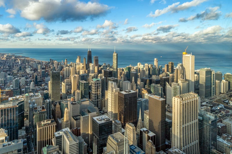Aerial view of Chicago skyline panorama