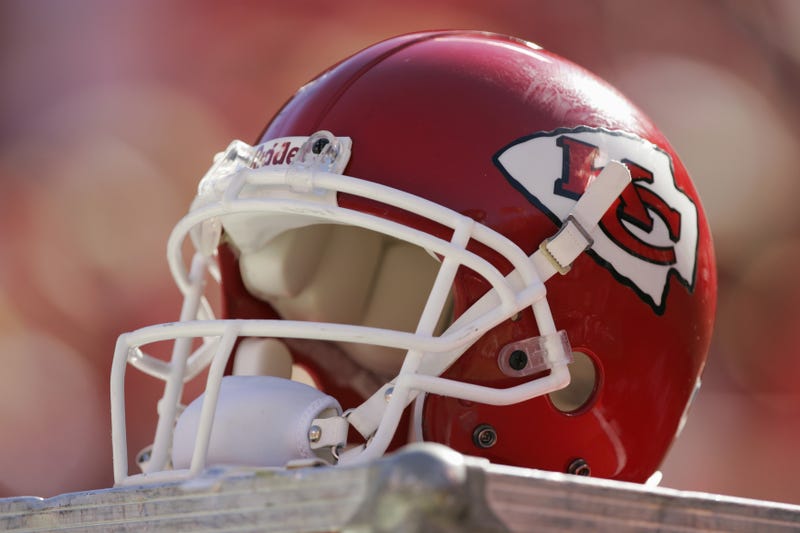 Detail of a Kansas City Chiefs helmet during a game