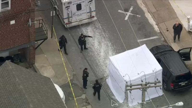 Scene in Upper Darby where a woman was killed while getting her children in a custody swap, according to NBC10.