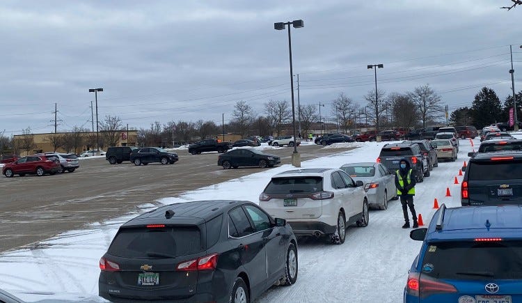 Long lines at Chick-fil-A in Northville