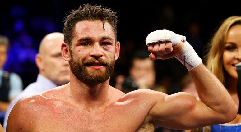 Chris Algieri celebrates defeating Erick Bone after their welterweight bout on Dec. 5, 2015 in Brooklyn.
