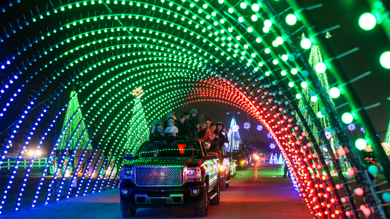Christmas In Color driving through tunnel of lights