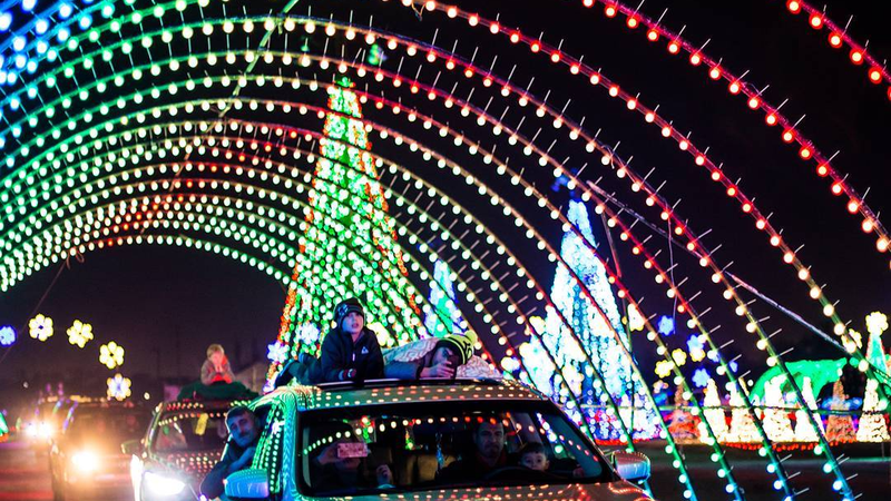 Christmas In Color cars in the lighted tunnel