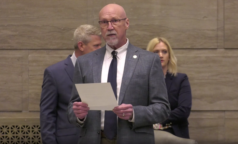 Sen. Mike Cierpiot, R-Lee’s Summit, speaks on the Senate floor on Feb. 10, 2021.