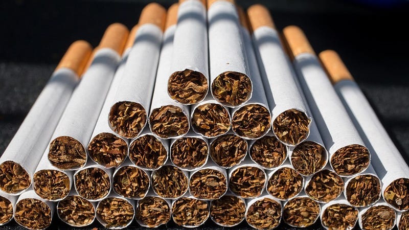 A close-up view of cigarettes on June 10, 2015 in Bristol, England.
