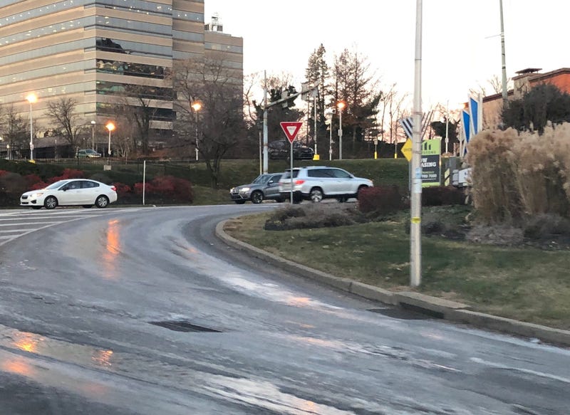 Every time it gets cold, ice forms in this lane on City Avenue at Presidential.
