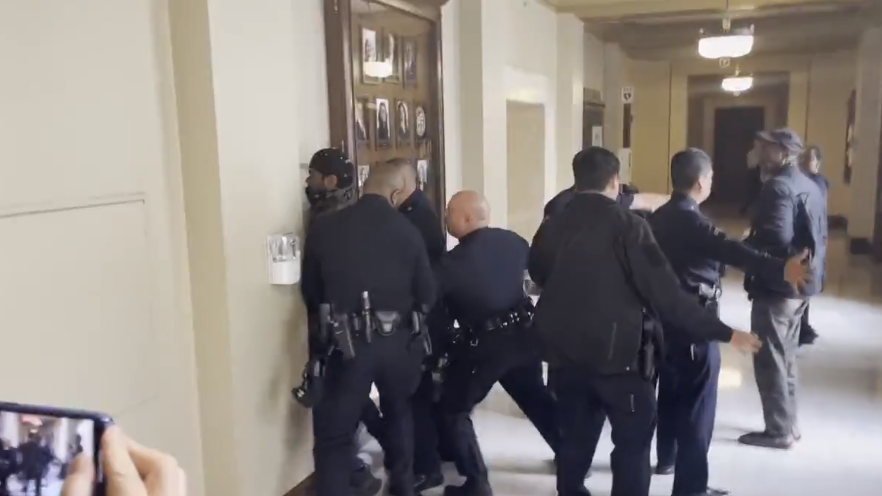LA City Council meeting protester arrested, faces battery charge
