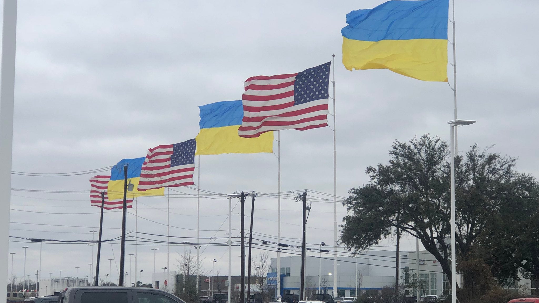 North Texas auto dealerships now flying custom-made Ukrainian flags