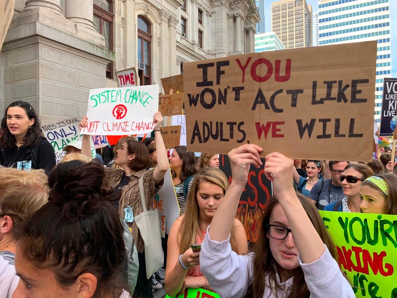 Thousands of Philadelphia and Philadelphia-area students skipped school Friday to gather at City Hall in solidarity with a global Climate Strike of young people all around the world.