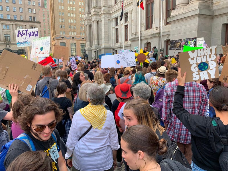 Thousands of Philadelphia and Philadelphia-area students skipped school Friday to gather at City Hall in solidarity with a global Climate Strike of young people all around the world.