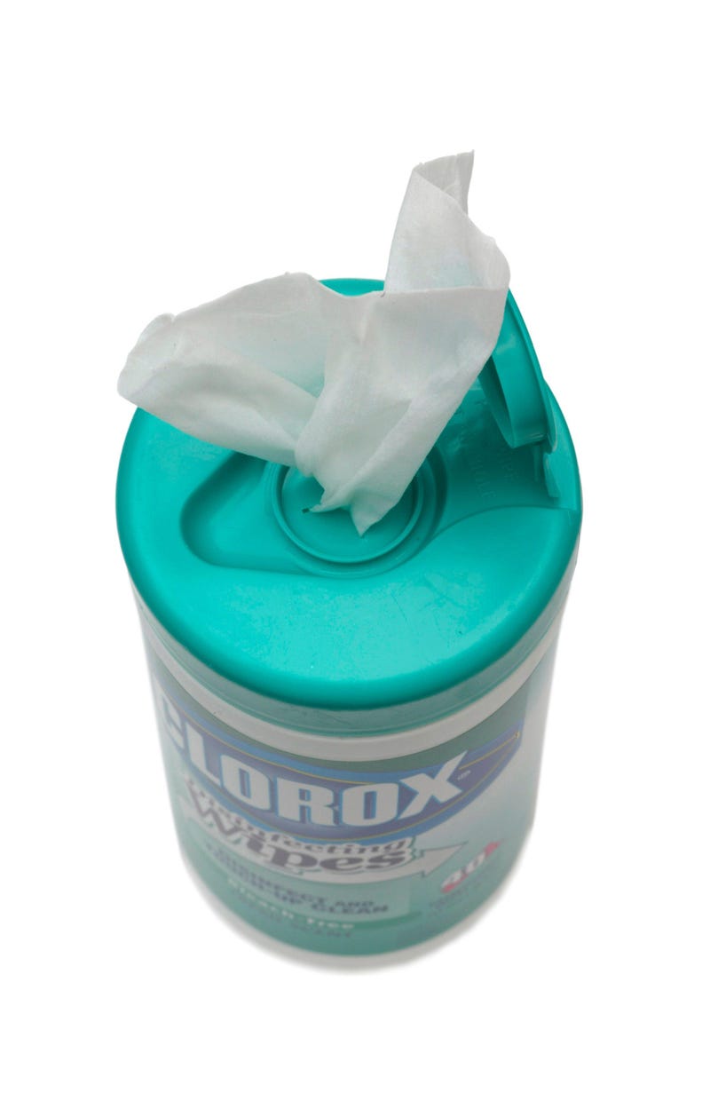 Bring cleaning supplies, such as Lysol Disinfectant Spray or Clorox wipes. Not all travel wipes and cleaners kill norovirus, so if that's your goal, read labels and pick a product that does the job. Xxx B01 1wetcoverv2 09 Cci Wet Wipes026 Usa Va