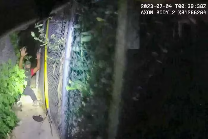 Video from police officer Ryan Howell’s body-worn camera shows the moments he found Kimbrady Carriker in a narrow alleyway.