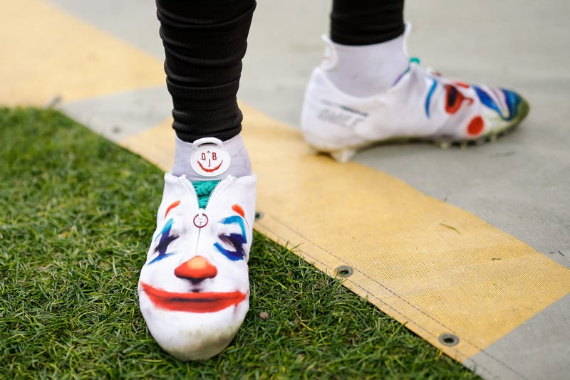 Odell Beckham Jr. wears Joker cleats in a game against Denver.