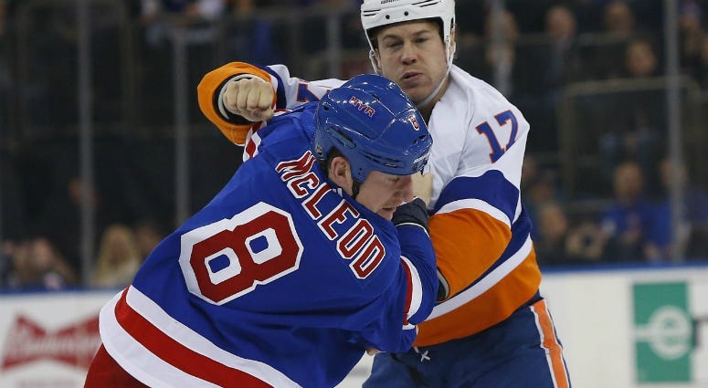 Cody McLeod fights Matt Martin