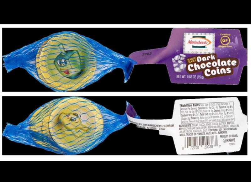 A NJ company recalled Manischewitz dark chocolate coins Friday.