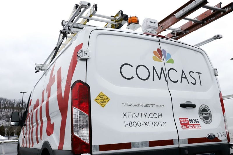 This Jan. 24, 2019, file photo shows a Comcast truck in Pittsburgh. Comcast Corp. reports earns on Thursday, April 25. 