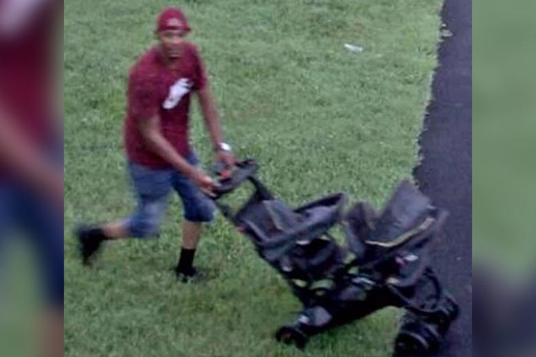 Philadelphia police are asking for the public's help in identifying a man captured on security video using a baby stroller to help him steal flat-screen TVs from the Mann Center in West Philadelphia.