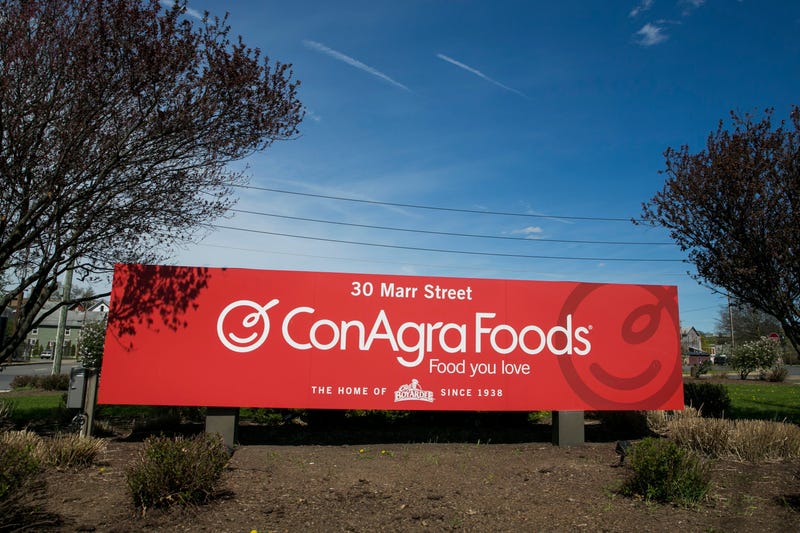 A logo sign outside of the Chef Boyardee factory, a subsidiary of ConAgra Foods, in Milton, New York on April 17, 2017. Photo by Kristoffer Tripplaar