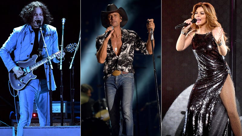 Jack White, Tim McGraw, Shania Twain