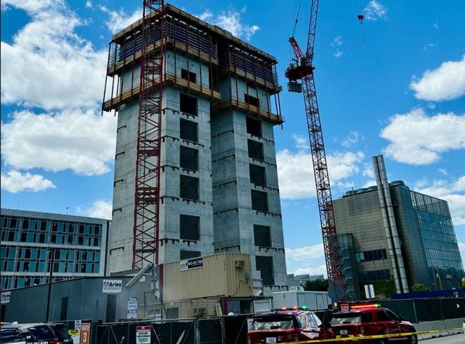 Construction site in Hyde Park where authorities say two people were injured on a construction site, one fatally