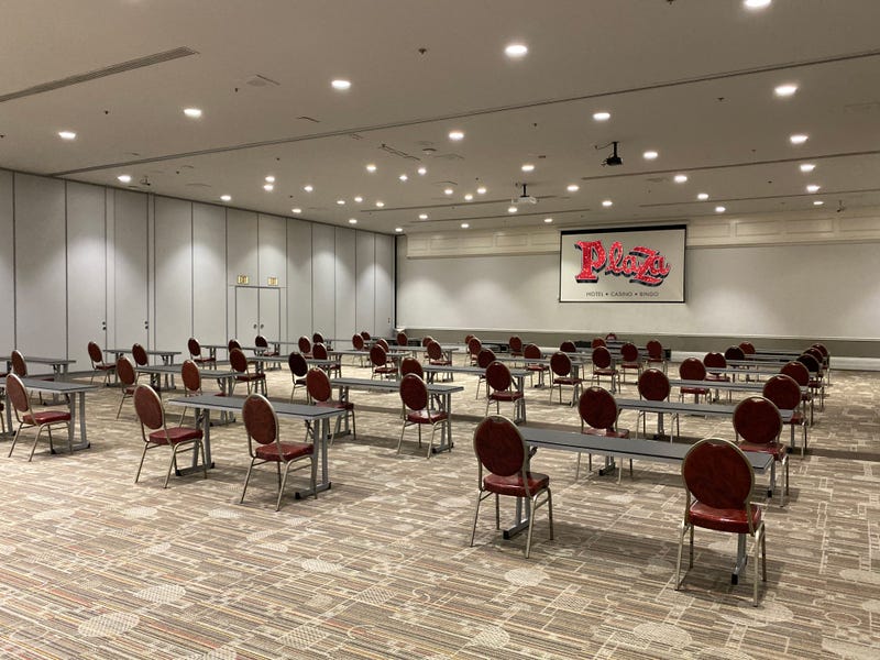 A convention room inside the Plaza Hotel and Casino