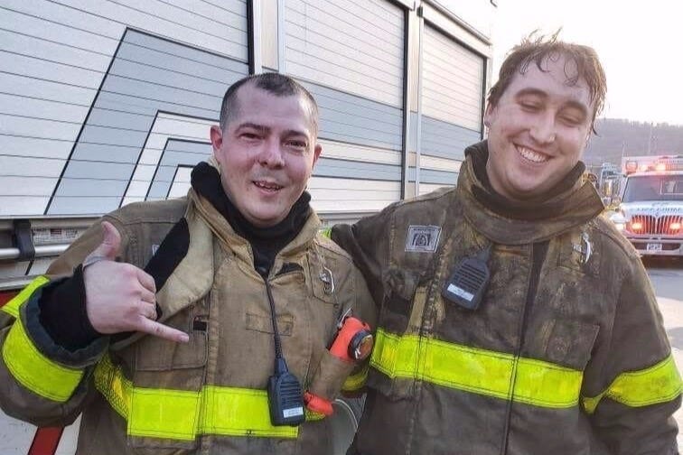 Christopher Conway (Left) with a fellow firefighter