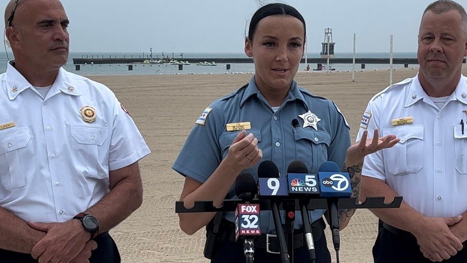 Police officer credited with saving woman from drowning in Lake Michigan