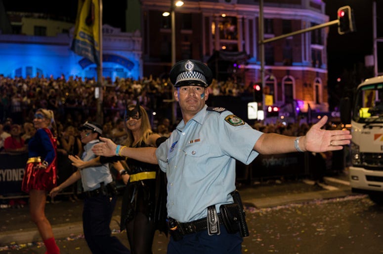 Police officer dances