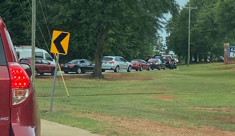 Line for COVID-19 Testing at Tanglewood Middle - Diesel from 93.3 The Planet