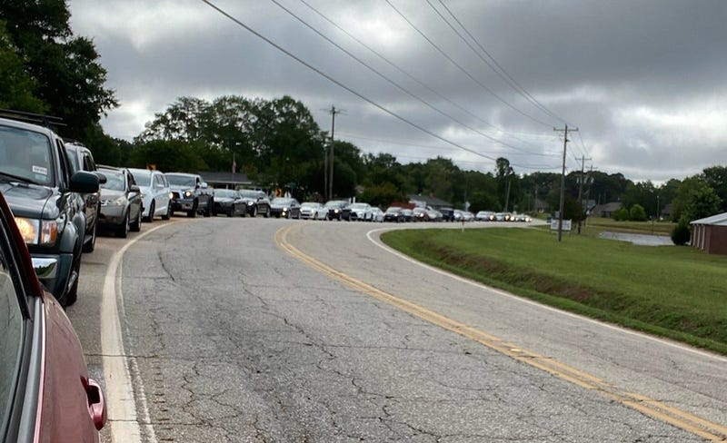Line for COVID-19 Testing at Tanglewood Middle - Diesel from 93.3 The Planet