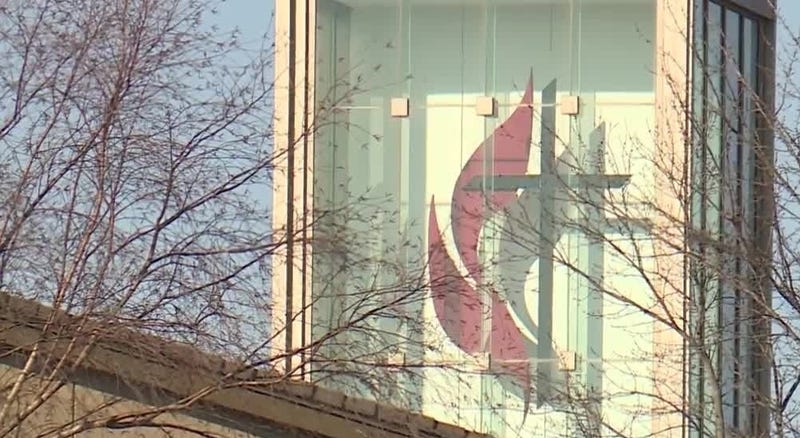An image of a tower above the Church of the Resurrection in Leawood, KS