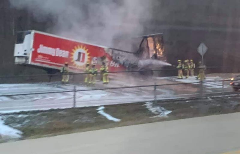 Trailer catches fire on Interstate 44 in Eureka, MO April 6, 2019