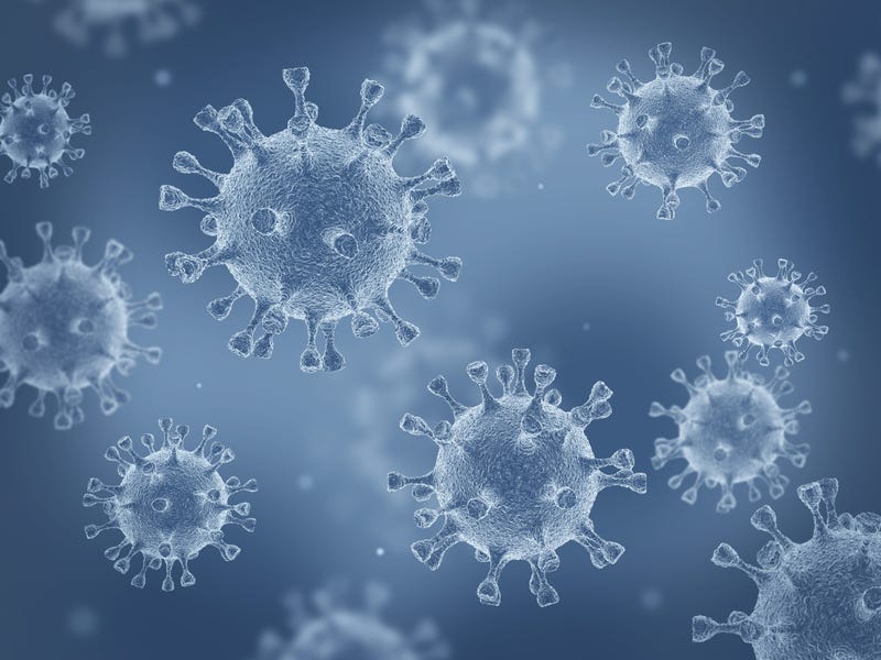 Coronavirus cells in an electron microscope