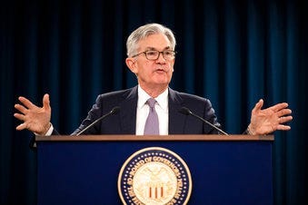 FILE - In this Jan. 29, 2020 file photo Federal Reserve Chair Jerome Powell speaks during a news conference following the Federal Open Market Committee meeting in Washington. (AP Photo/Manuel Balce Ceneta, File)