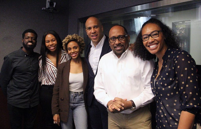 Senator Cory Booker visits The Morning Culture with Frank Ski, Jade Novah & JR in Atlanta on April 18, 2019