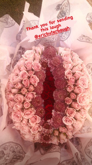 Emma Roberts baby shower floral bouquet