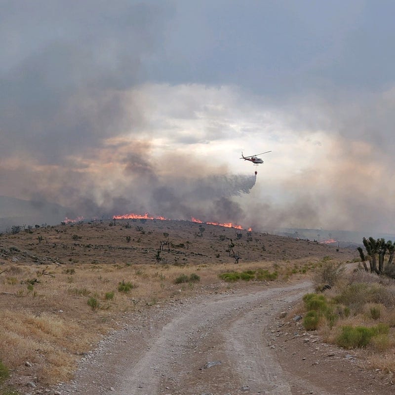 Crews work to put out the Cottonwood Fire burning near Goodsprings on 7-20-20
