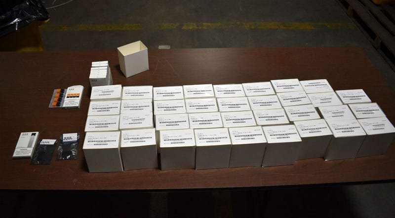 Federal customs agents in Philadelphia intercepted more than 1,150 counterfeit e-cigarette Juul pods and three chargers.